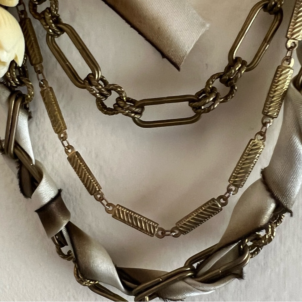 Loft Gold Tone Ribbon and Flower Necklace - Picture 4 of 12